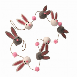 Ghirlandă din pompoane - iepurași decorațiune de Paște