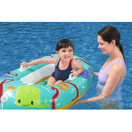 Colac gonflabil pentru înot Animale marine pentru copii 3+ BESTWAY 119x79cm + Fund gonflabil