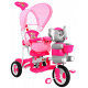 tricicletă pentru copii Elephant Pink + sunete + copertină + barieră de siguranță + suport pentru picioare + mâner + schiuri + spațiu de depozitare