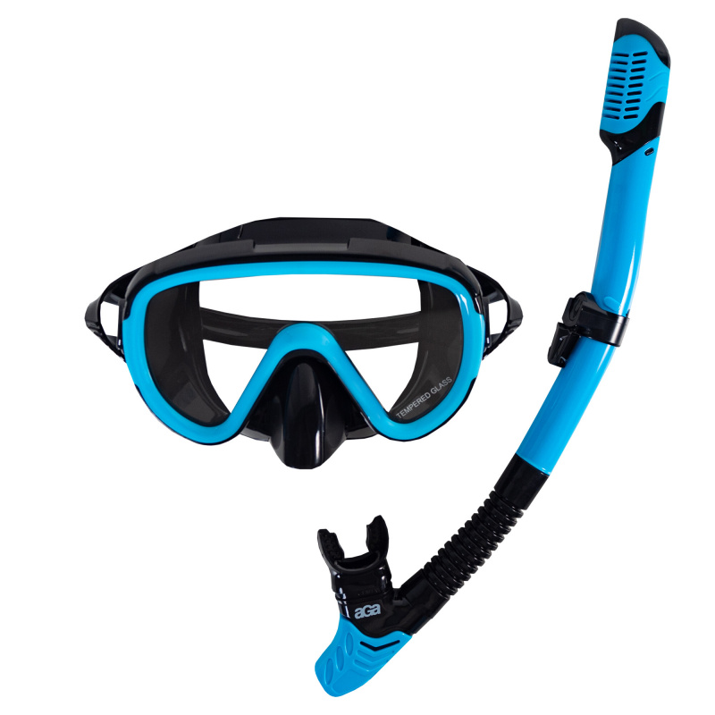 Set de scufundare Aga mască și snorkel M8+S6 Negru/Albastru