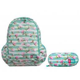 St.Set școlar RIGHT rucsac cu două compartimente + penar Flower Magnolia