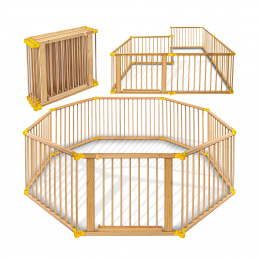 Kiduku Țarc pentru copii 7,2 m Natural/Galben