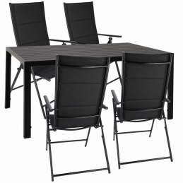 Set de grădină masă + 4 șezlonguri