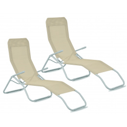 Aga 2x Șezlong de grădină SIESTA Bej