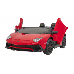 Mașină Lamborghini Aventador SV pe acumulator pentru 2 copii Roșu + Telecomandă 2,4 GHz + Spumă EVA + Audio LED