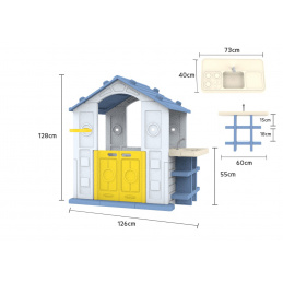 Casă cu Baschet și Chiuvetă Acoperiș Albastru