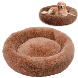 Pat de pluș rotund, maro - 80x80