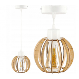 Lustră LED de tavan - 1xE27 - WHITE WOOD BALL