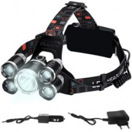Lanternă frontală LED ZOOM 5 x LED T6 CREE ISO 16144