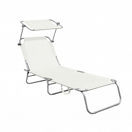 Linder Exclusiv Șezlong de grădină cu copertină Bej 6DAZ617 - CALITATEA a II-a