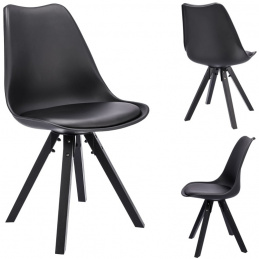 Scaun din plastic scandinav RIVA din piele ecologică neagră