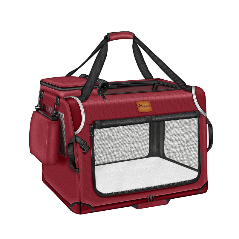 Tresko Cușcă de transport pentru câini și pisici 92x63x63 cm Roșie