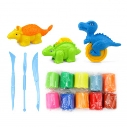 Aga4Kids Plastilină 10 buc + accesorii Dinozauri