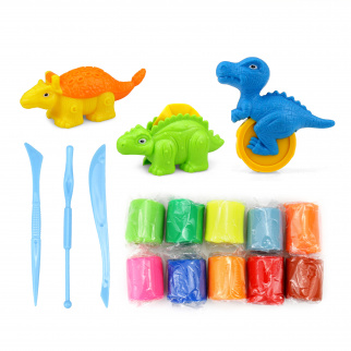 Aga4Kids Plastilină 10 buc + accesorii Dinozauri