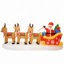 Moș Crăciun gonflabil pe sanie decorațiune Moș Crăciun gonflabil pe sanie decorațiune