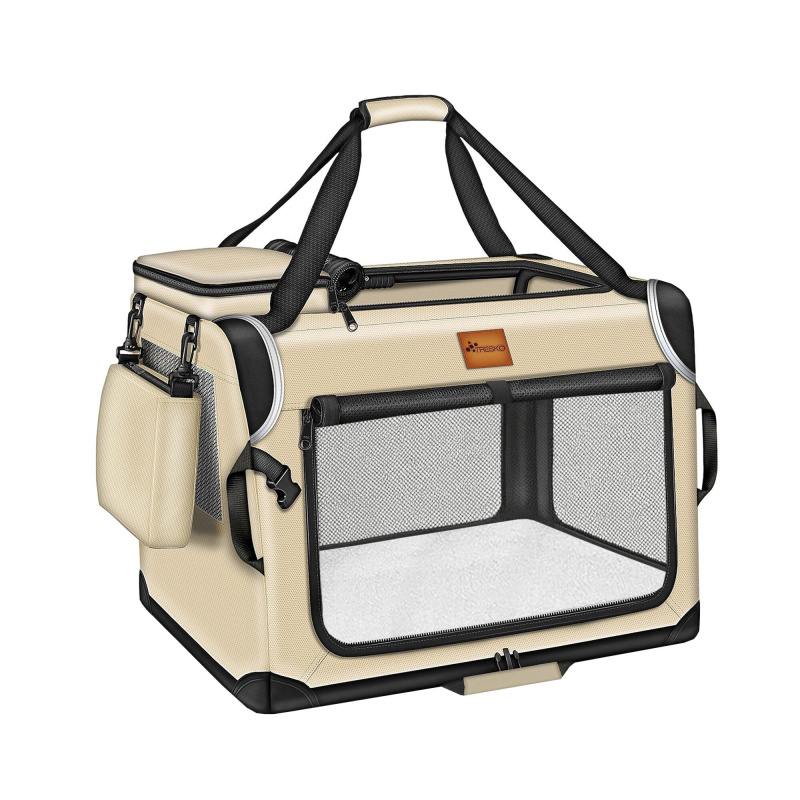 Tresko Cușcă de transport pentru câini și pisici 83x58x58 cm Bej