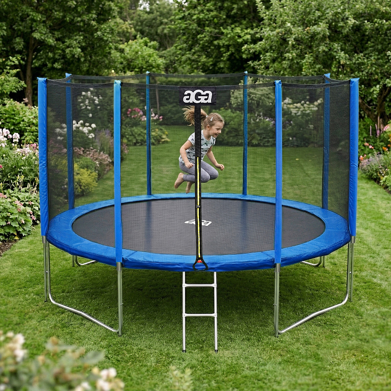 Aga SPORT PRO Trambulină 366 cm Albastră + plasă de protecție + scară - CALITATEA II