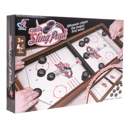 Joc de îndemânare Hoket pentru copii 3+ și adulți + Bază din lemn + Tragere cu discuri