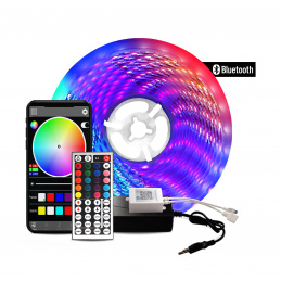 Aga Bluetooth bandă LED RGB 5m + telecomandă + sursă de alimentare Aga Bluetooth bandă LED RGB 5m + telecomandă + sursă de alimentare