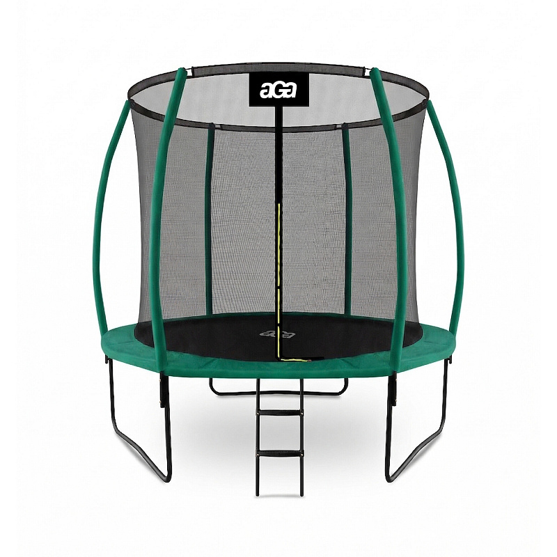 Aga SPORT EXCLUSIVE Trambulină 250 cm Verde închis + plasă de protecție + scară - CALITATEA a II-a