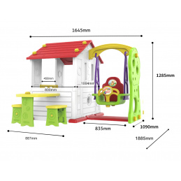 Căsuță de grădină 3 în 1 pentru copii Acoperiș roșu