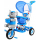 tricicletă pentru copii Elephant Blue + sunete + copertină + barieră + suport pentru picioare + mâner + schiuri + spațiu de depozitare