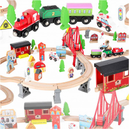 Aga Set trenuleț din lemn pentru copii, 70 de piese