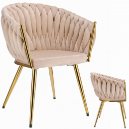 Scaun MOLTO bej tapițat picioare aurii