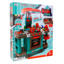 Bucătărie mare pentru copii 3+ Arzătoare interactive Lumini Sunete + Oale + Imitații de mâncare
