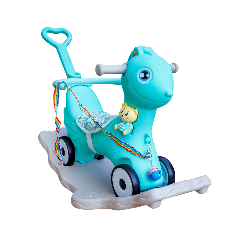 Aga4Kids Cal de leagăn din plastic 2în1 DS3803 Albastru