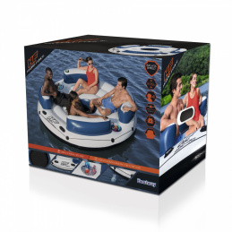 Insulă gonflabilă pentru înot Lazy Dayz 4 persoane BESTWAY 239x63,5 + Fund din plasă + 4 Spătare gonflabile + 2 Compartimente de depozitare