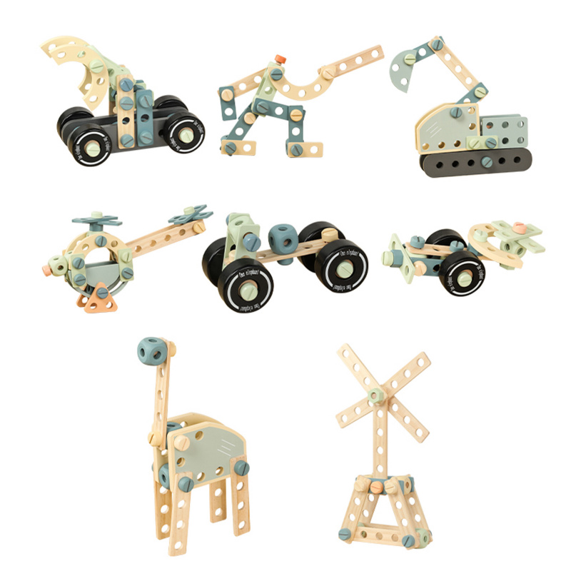 Aga4Kids Set de construcție din lemn 89 de piese