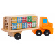 Camion de lemn cu remorcă și cuburi pentru copii 2+ Jucărie educativă + cuburi cu litere și cifre