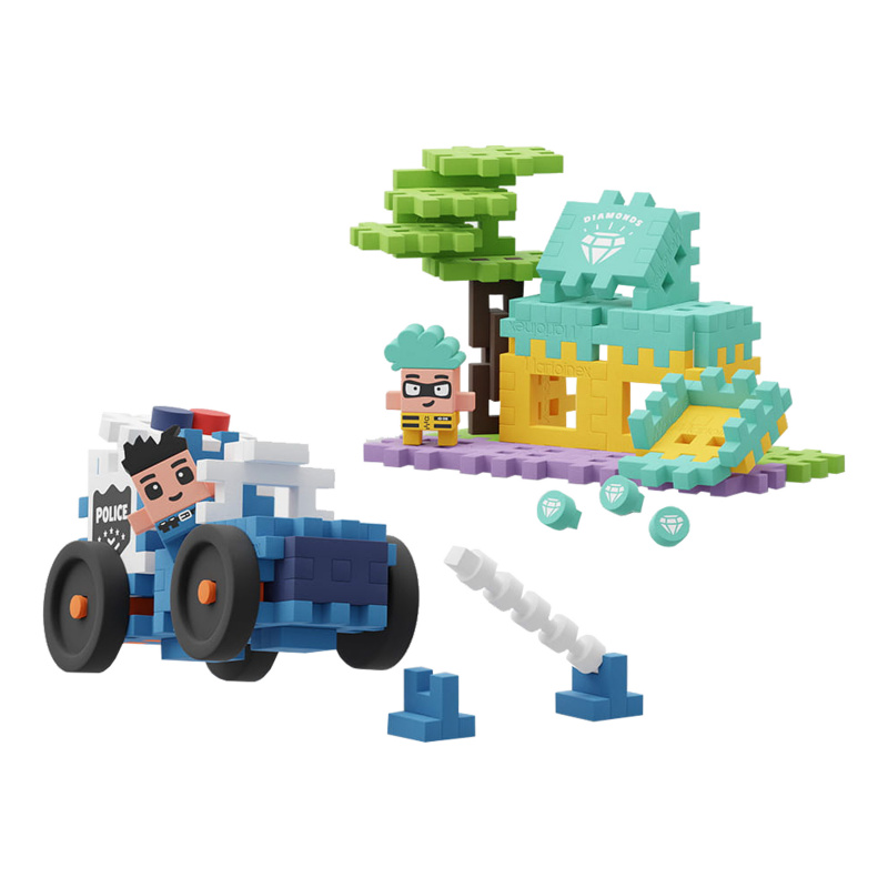 Marioinex MINI WAFFLE Mașină de poliție și bijuterie 80 bucăți