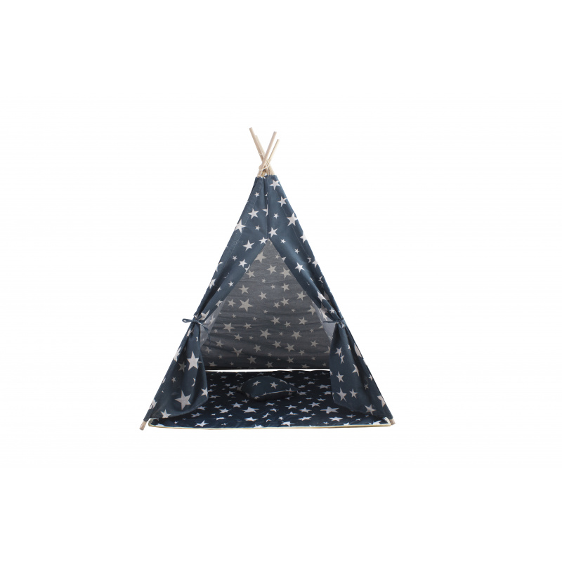 Aga4Kids Cort Teepee pentru Copii Stele Albastru Închis