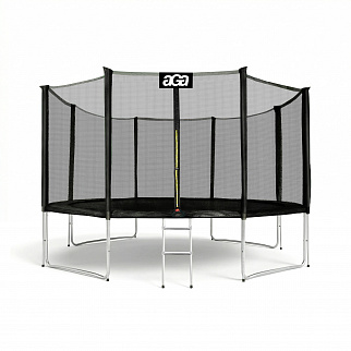 Aga SPORT PRO Trambulină 366 cm Negru + plasă de protecție + scară