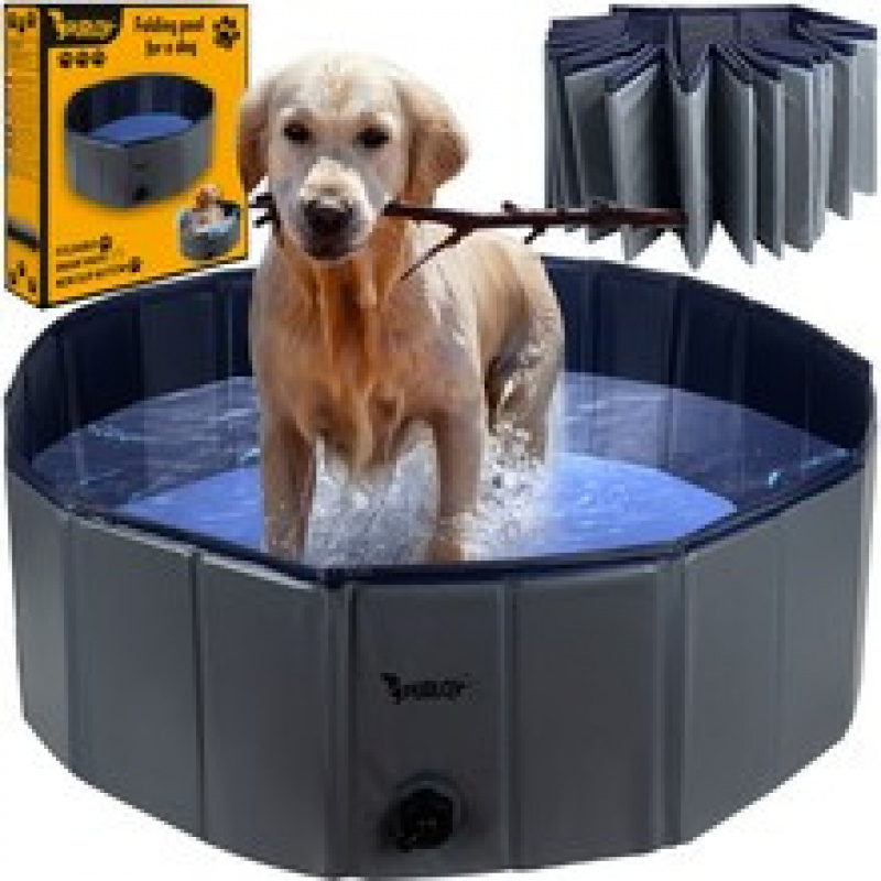 Piscină pliabilă pentru câini 100x30 cm Purlov 20929 Albastru-gri