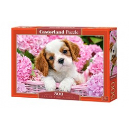 Puzzle 500 buc. Pup in Pink Flowers universal