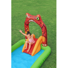 Loc de joacă gonflabil Piscină Lumea Dinozaurilor pentru copii 2+ BESTWAY 241x140x137cm + Tobogan + Duș de apă + Accesorii