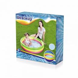 Piscină gonflabilă pentru copii, bazin Rainbow 102x25cm BESTWAY + Petic de reparație