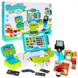 Casă de marcat realistă pentru copii 3+ Panou tactil Calculator + Scanner + Imitații de produse alimentare