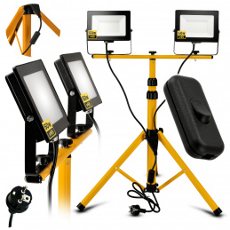 Set 2x reflector LED 50W alb neutru + trepied 160cm + întrerupător