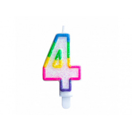 Aga4Kids Lumânare de tort 4 strălucitoare cu margine curcubeu