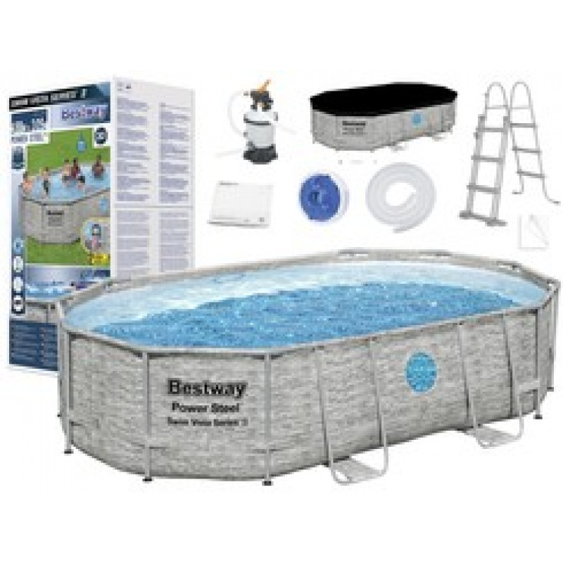 Suport pentru piscină Bestway 488x305x107 11in1 piatră 56946