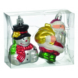 Decorațiuni din plastic Moș Crăciun și om de zăpadă pentru agățat Decorațiuni din plastic Moș Crăciun și om de zăpadă pentru agățat