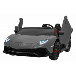 Mașină Lamborghini Aventador SV pe acumulator pentru 2 copii Gri + Telecomandă 2,4 GHz + Spumă EVA + Audio LED