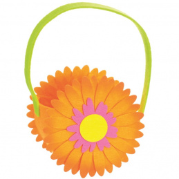 Coș de Paște din fetru - floare - portocaliu