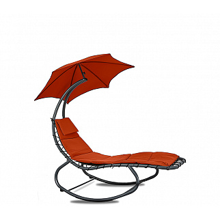 Linder Exclusiv Șezlong de grădină cu umbrelă Roșu