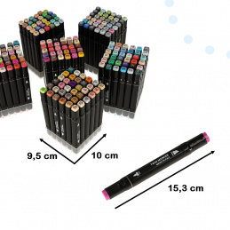 Markere cu alcool cu două capete în husă 204 buc.