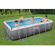 Power Steel 404x201x100 Imitare ratan 13x6FT BESTWAY 6in1 Rack Pool + pompă + scară